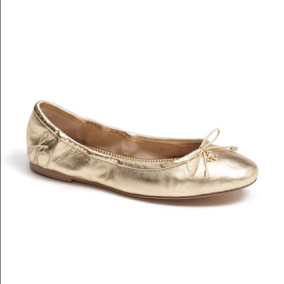 Sam Edelman Shoes - SAM EDELMAN Gold Felicia Leather Flat